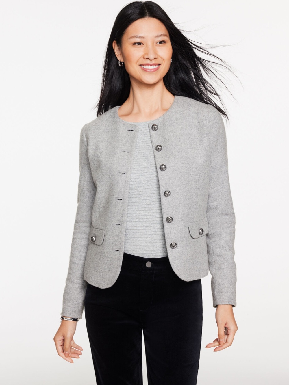 NWT Talbots Plus 22W gray wool blend Shetland jacket blazer business casual
